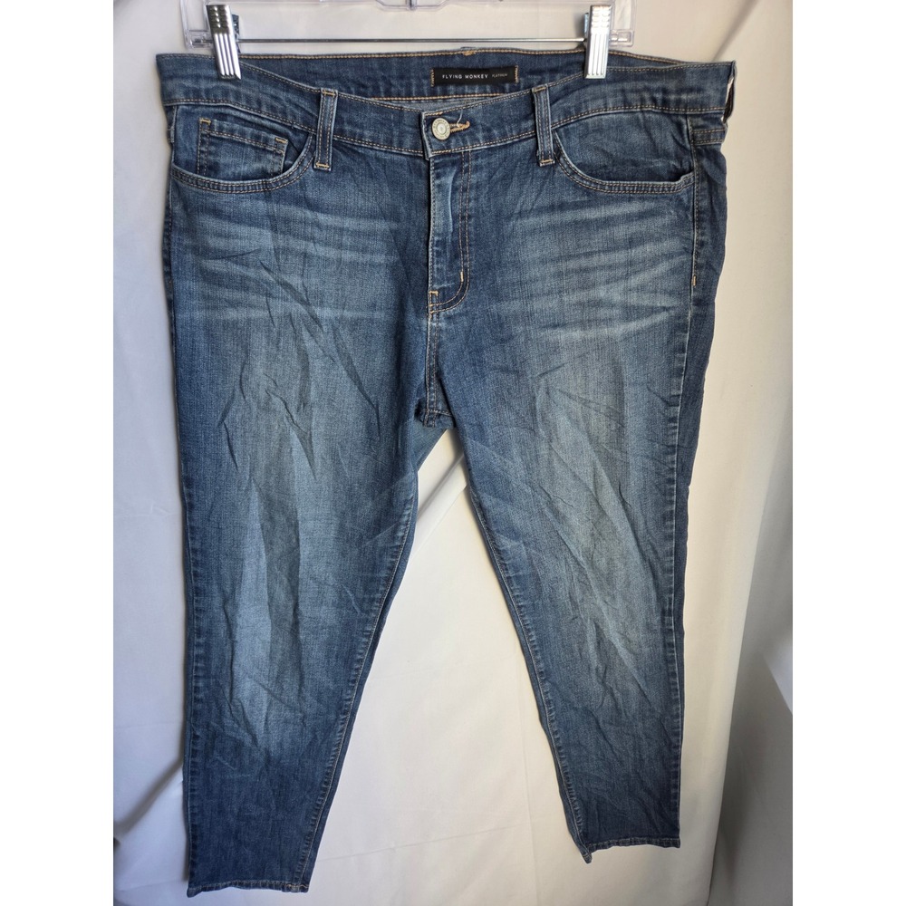 Flying Monkey Platinum Jeans Womens Blue Medium Slim Mid Tapered